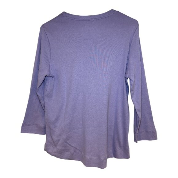 CHICO'S LAVENDER V-NECK 3/4-SLEEVE FLARED HIP 100% COTTON SHIRT SIZE 1 (M) NWOT - Picture 4 of 8